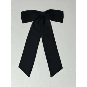 J Crew Oversized Bow Hair Tie in Chiffon Black Clip On One Size Classic Formal